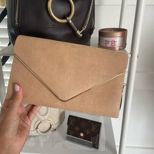 Dasein faux suede clutch